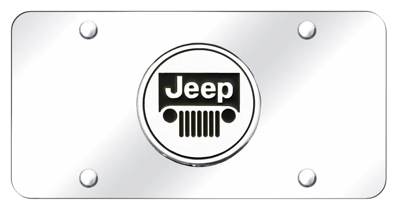 JEE.CC – AUTO GOLD License Plate, Chrome Jeep Logo Chrome Plate Stainless Steel